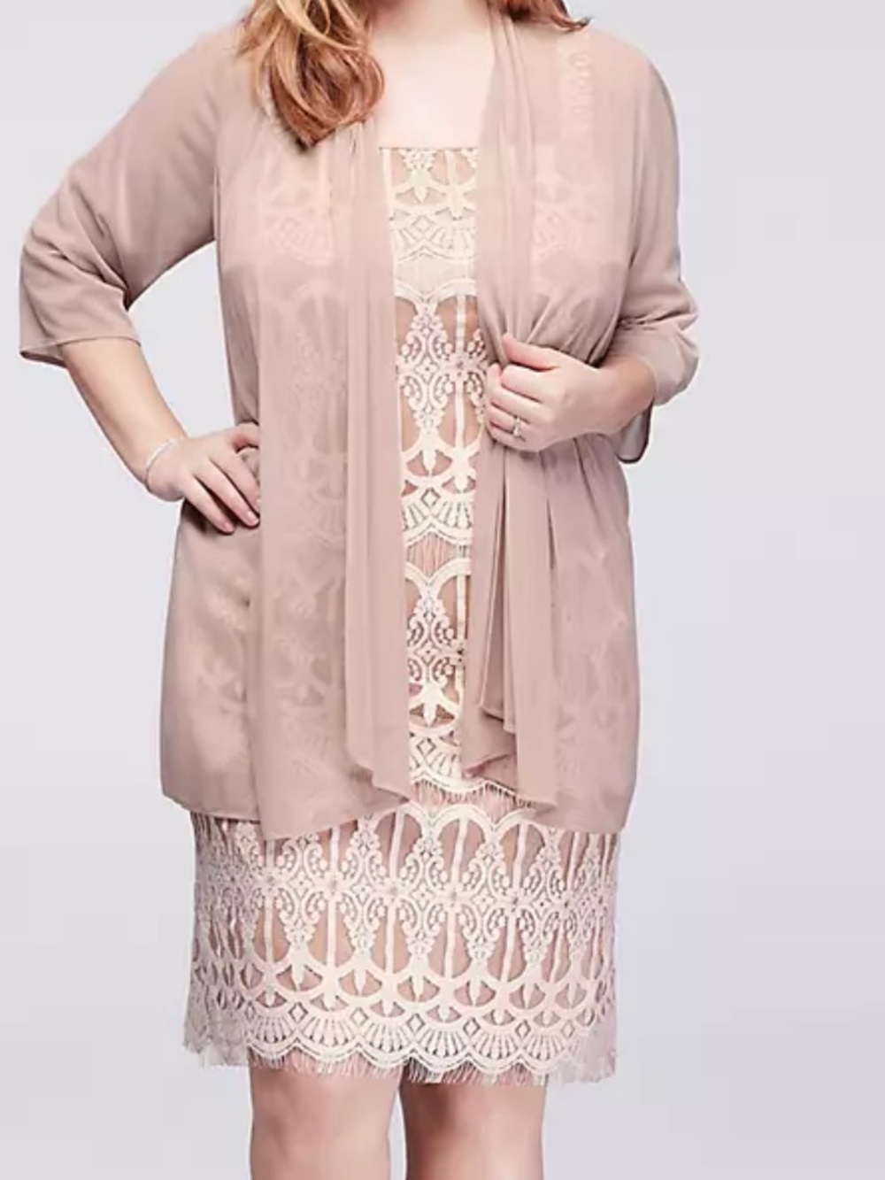 R&M Richards Applique Lace Overlay Dress 16WP